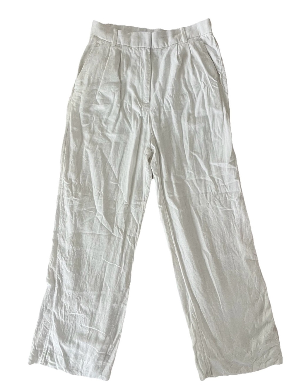 Abercrombie Sloane Linen Blend Tailored Wide Leg Pants White Size 28 / 6R